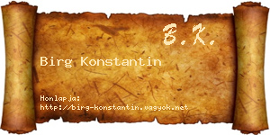 Birg Konstantin névjegykártya